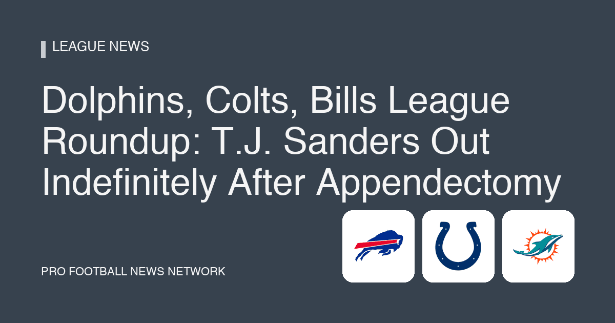 Dolphins, Colts, Bills League Roundup: T.J. Sanders Out Indefinitely After Appendectomy