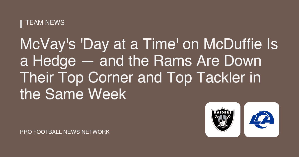 McVay's 'Day at a Time' on McDuffie Is a Hedge — and the Rams Are Down Their Top Corner and Top Tackler in the Same Week
